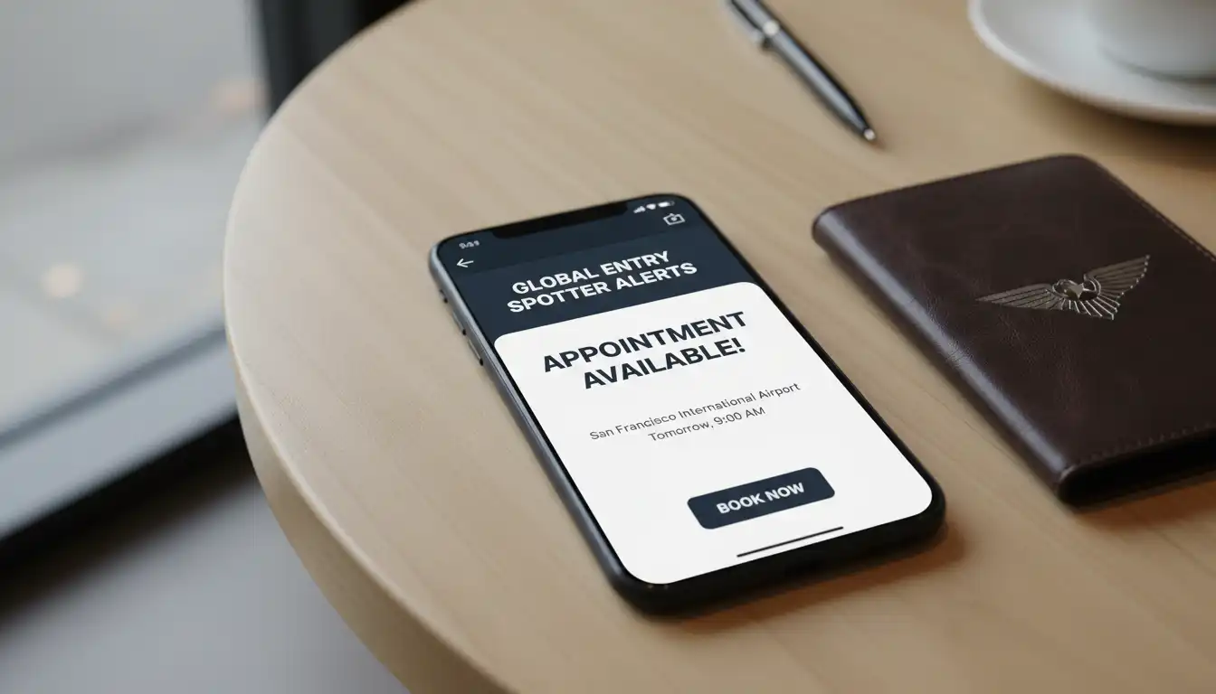 Smartphone displaying a Global Entry appointment alert notification
