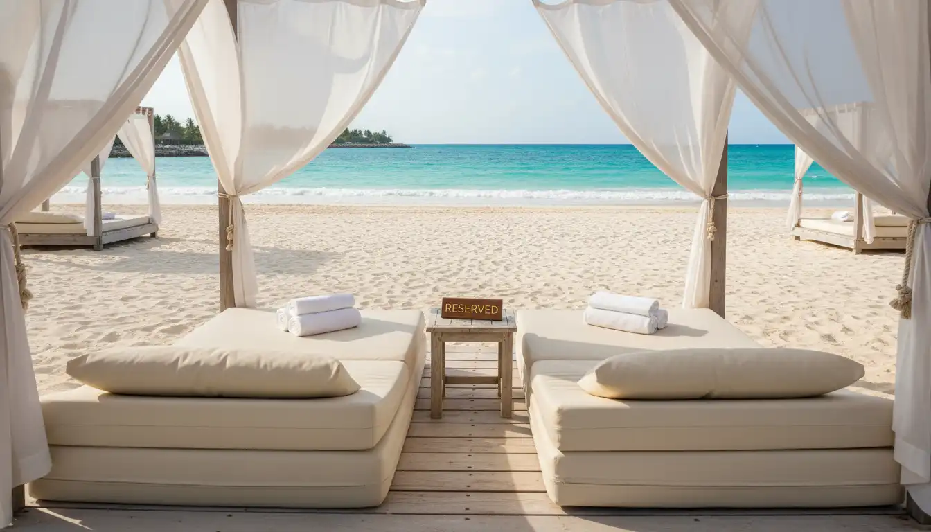 Reserved beach cabana empty due to lack of use by members