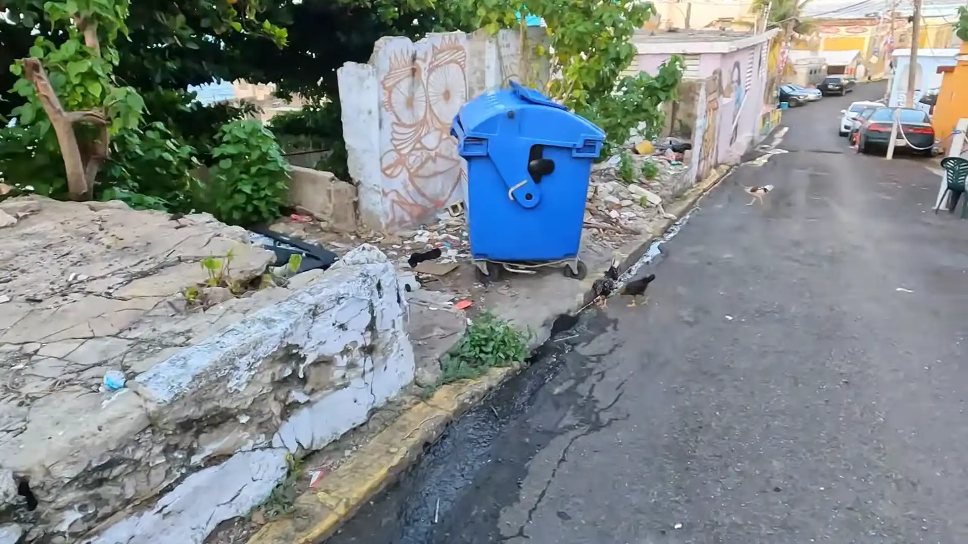 broken houses graffiti all over the walls