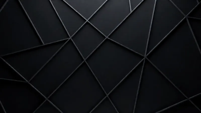 Abstract geometric pattern with clean intersecting lines on a dark background.