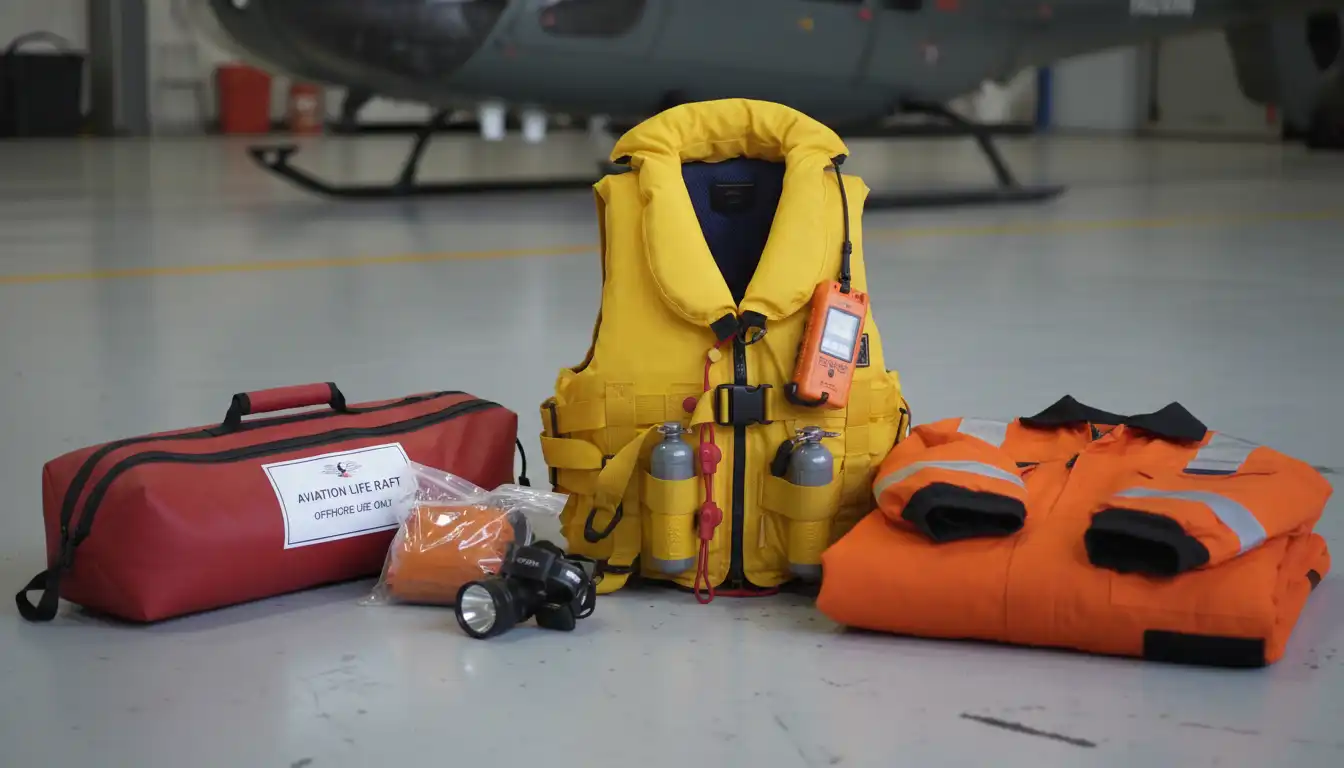 Aviation life vest and safety equipment required for offshore flights