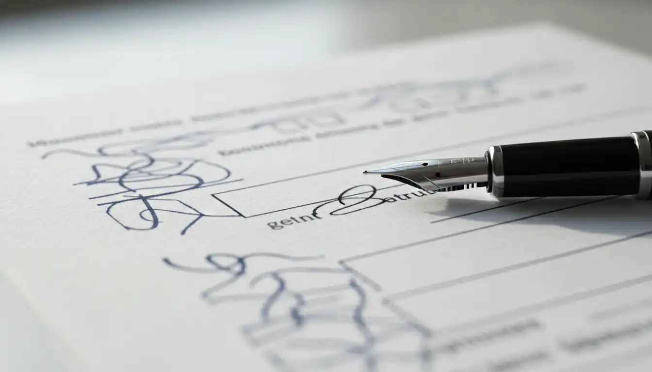 Filling out a passport application form with a pen