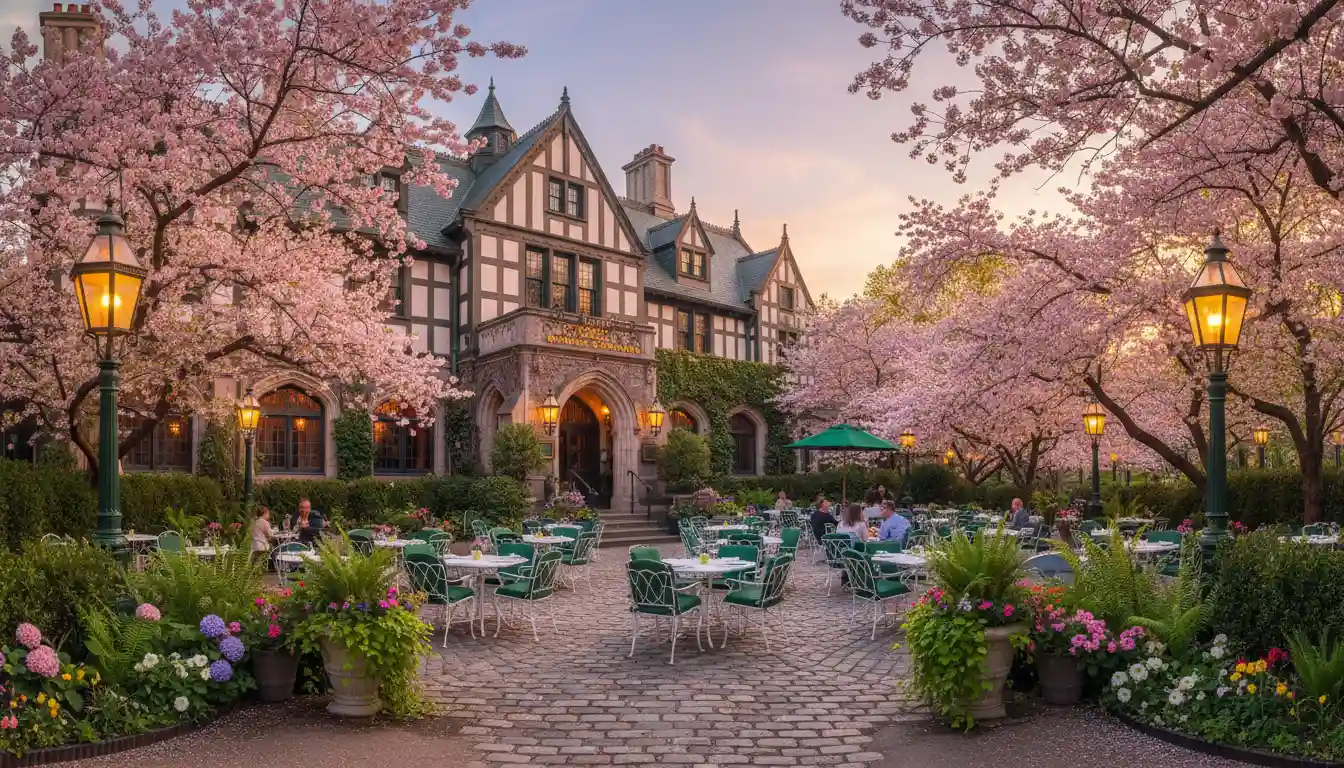 The charming exterior of Tavern on the Green in Central Park.