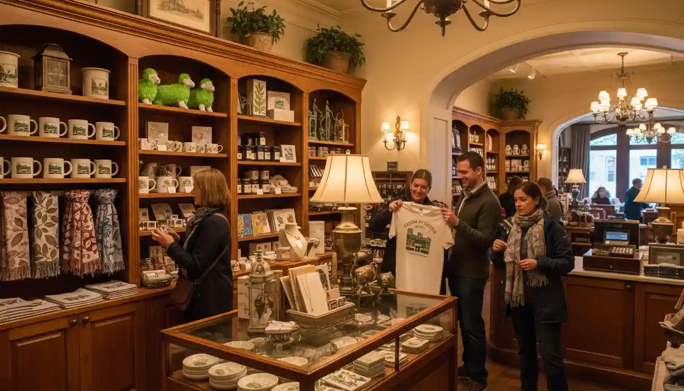 Inside the gift shop at Tavern on the Green, showcasing various unique items.