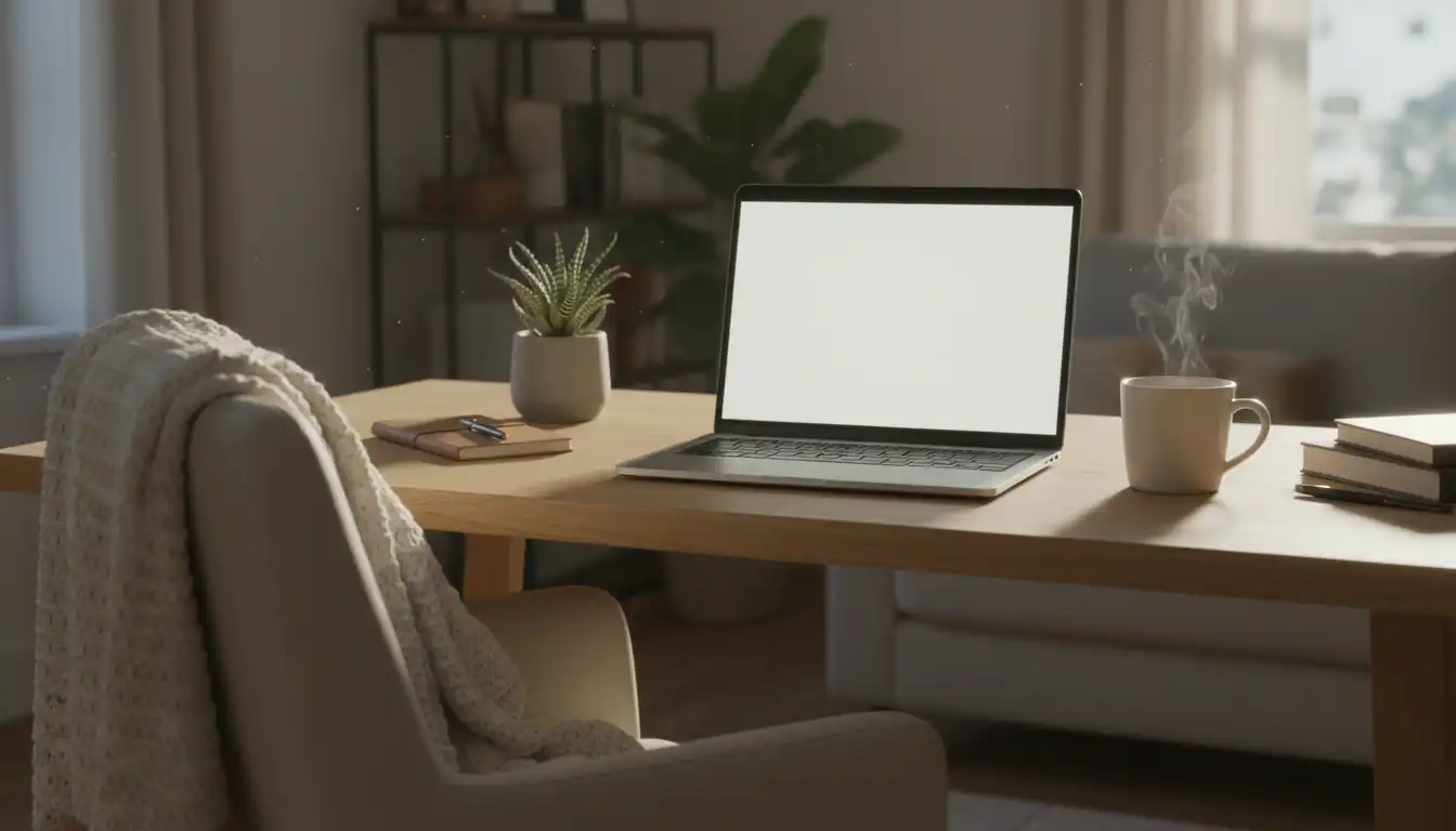 Woman working from home on a laptop to ease back into routine after vacation